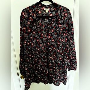 Women's Plus Size Style and Co. sheer floral black long sleeve blouse size 2X